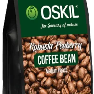 Oskil 100% Natural Whole Peaberry Coffee Bean - 200g | Medium Roast | Perfect for Black Coffee | Deliciou