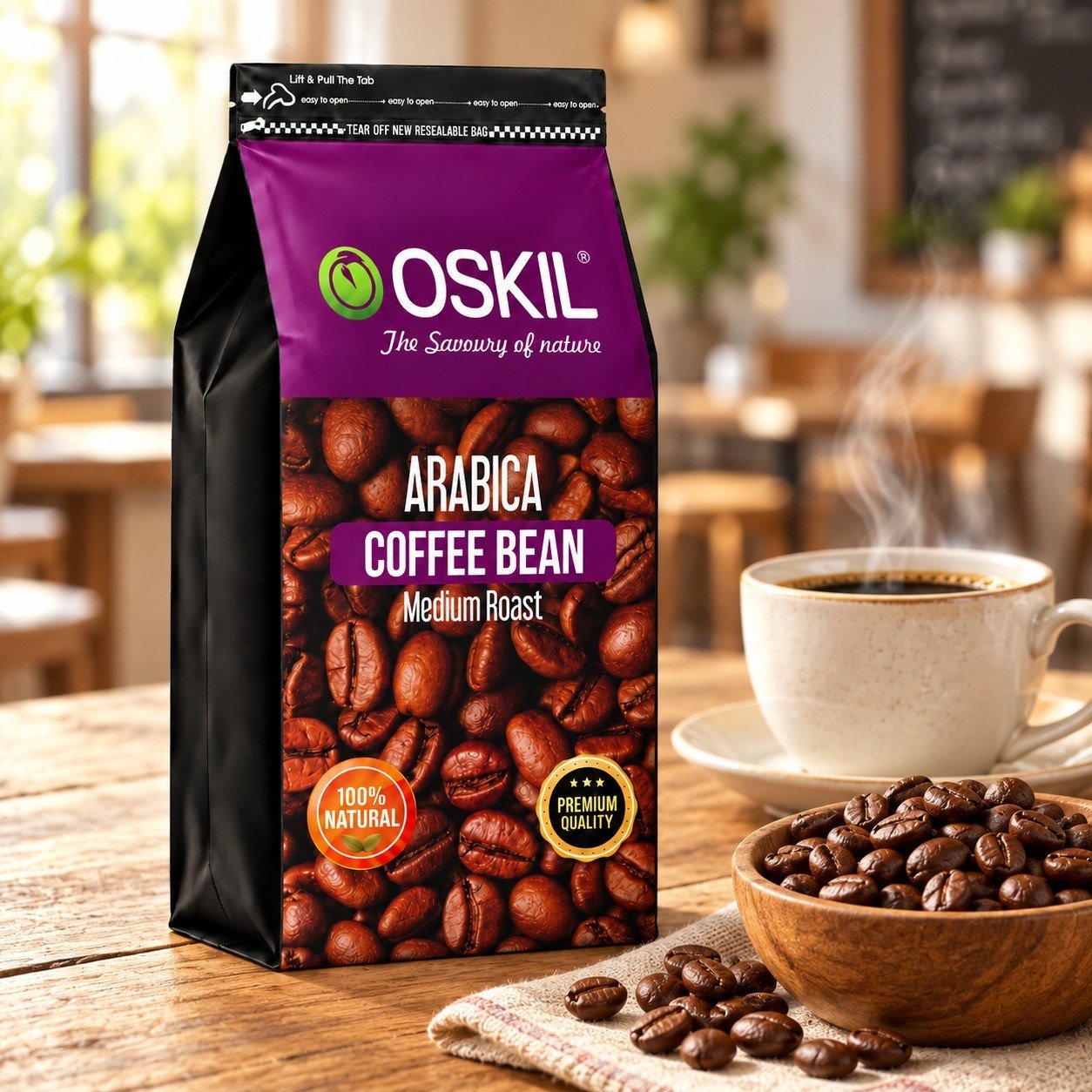 Oskil Arabica Coffee Beans Medium Roast 170g - Image 2