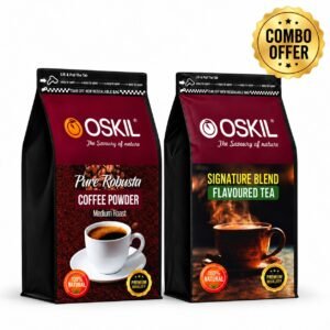 Pure Robusta Coffee Powder & Signature Blend Flavoured Tea Combo