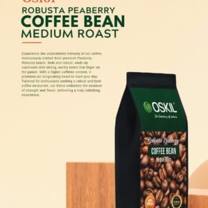 Oskil 100% Natural Whole Peaberry Coffee Bean - 200g | Medium Roast | Perfect for Black Coffee | Deliciou