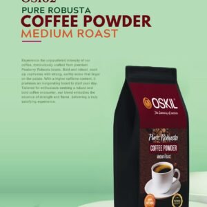 Oskil 100% Natural Premium Pure Coffee Powder - 200g | Medium Roast | Perfect for Black Coffee |