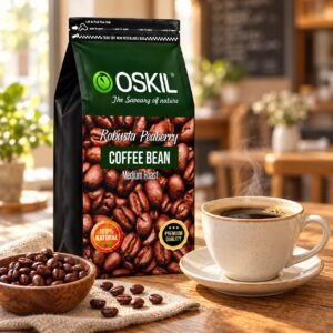 Oskil 100% Natural Whole Peaberry Coffee Bean - 200g | Medium Roast | Perfect for Black Coffee | Deliciou
